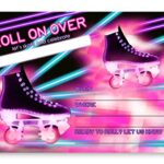 POP parties Ink Roller Skating Party Invitations – 10 Invitations + 10 Envelopes – Roller Skating Party Supplies – Roller Skating pink purple black