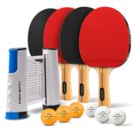 PRO-SPIN All-in-One Portable Ping Pong Paddles Set | Table Tennis Set with Retractable Ping Pong Net (Up to 72″ Wide) | Premium Paddles, 3-Star Balls | Storage Case | Game Table | Family Fun | Gift