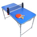 MaMahome Professional MDF Tennis Table with Quick Clips Table Tennis Net and Cue Set – 10 Minutes Easy Assembly with 1 Table Tennis bat – Compact Storage Table Tennis Table, Blue, (D-Small-A1)