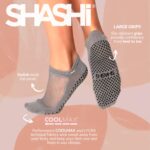 Shashi Charcoal Glitter Mesh Non Slip Ergonomic Socks Pilates Barre Ballet Yoga Dance, Small, 5.5-7.5