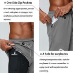 Pinkbomb Men’s 2 in 1 Running Shorts Gym Workout Quick Dry Mens Shorts with Phone Pocket (Light Grey, Medium