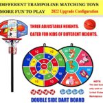 LANGXUN 60″ Trampoline for Kids – 5ft Outdoor & Indoor Mini Toddler Trampoline with Net, Basketball Hoop, Birthday Gifts for Kids, Gifts for Boys & Girls, Baby Toddler Trampoline Toys, Age 1-7