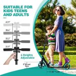 Beleev V5 Scooters for Kids 8 Years and up Teens and Adults, Foldable Kick Scooter 2 Wheel, Quick-Release Folding System, Large 200mm Wheels Patinetas Niños Scoter Skooter(Aqua)
