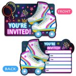 Roller Skating Birthday Party Invitations for Girls – Roller Rink Skate Party Invites – 30 Invite Cards with Envelopes