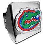 University of Florida Gators Bright Polished Chrome with Color Gator Head Emblem NCAA College Sports Trailer Hitch Cover Fits 2 Inch Auto Car Truck Receiver