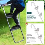 HBTower Trampoline Ladder with Horizontal and Wide Steps, Universal Hook, UV Treated Steel, 220 lbs Capacity Trampoline Accessories for Children Kids