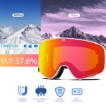 MONKEY FOREST Ski Goggles,Interchangeable Lens Anti-Slip Strap Snowboard Goggles