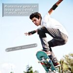  Skateboard Pads Adult Youth Knee Pads Elbow Pads Wrist Guards Protective Gear Set for Skateboarding Roller Skating Inline Skate Cycling Bike BMX Bicycle Scootering 6pcs  (Black, X-Large)