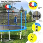 Lyromix 12 14 15 16FT Trampoline, Large Recreational Trampoline with Net, Outdoor Trampoline with Basketball Hoop and Ladder, Backyard Jumping Trampoline, Capacity for 6-9 Kids and Adults