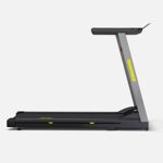 300 lb Capacity Foldable Treadmill – 3.0HP Portable Folding Treadmill for Home&Office, with Heart Rate Monitoring Bluetooth Band&Online Events (Band, Yellow Logo)
