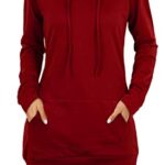 BEPEI Sweaters for Women,Juniors Front Pocket Tunic Hoodies Casual Loose Long Sleeve Round Neck Tops Pilates Yoga Holiday Travel House Wear Red XL