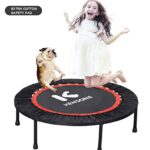KENSONE 40″ Mini Trampoline Rebounder Trampoline for Adults Small Fitness Trampoline for Kids Bounce Exercise, 1 Extra Black Cotton Safety Pad Included, Max Load 330 LBS