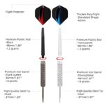 centaur 18 Pack Steel Tip Darts, Professional 18 Grams Darts Metal Tip Set with 3 Colors Premium Plastic Shafts and PET Flights and Dart Case, Flight Protector Dart Board Kit Accessories