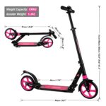 Kick Scooter for Kids 6-12 Years and Up, Folding Scooter for Teens/Adult with 4 Adjustment Levels, Big 8″ Wheels Scooters with Anti-Shock Suspension and Carry Strap,Adult Scooter up to 220lbs