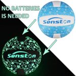 Senston Glow in The Dark Volleyball Size 5, Glowing Leather Volleyball -Gift for Kids, Men, Women Indoor Outdoor Night Volleyball with Pump