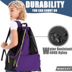 Scuba Diving Bag, Large Swim Bag, 40L Snorkel Gear Bag, Mesh Scuba Backpack, Purple Swim Bags for Swimmers, Beach Backpack with 4 pockets and a Name Tag, Swim Backpack for Snorkeling & Swimming Gear