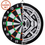 Franklin Sports Paper Dartboard Set – Double Sided 17″ Wound Paper Dartboard with Darts Included – Traditional and Baseball Darts