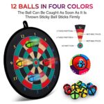 Hony Toy Sports Double Sided Dart Board with 12 Sticky Balls,Indoor Outdoor Party Games Toys Gifts for 5 6 7 8 9 10 11 12 Year Old Boy Kids and Adult