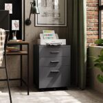 DEVAISE 3 Drawer Lateral File Cabinet Under Desk, Wood Filing Cabinet for Letter/A4/Legal Size, Black