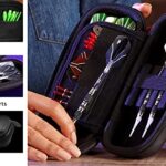 Casemaster Sentry 6 Dart Case Slim, Holds Extra Accessories, Tips, Shafts and Flights, Compatible with Steel Tip and Soft Tip Darts, Impact & Water Resistant TacTech Shell, Red Zipper