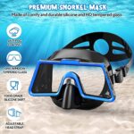 Roohiseng Dry Snorkel Set, Panoramic View Snorkel Mask with Anti-Fog Tempered Glass, Foldable Snorkel Free Breathing & Anti-Leak, Snorkeling Gear for Adults Youth, Snorkeling Swimming Scuba Diving