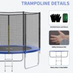 AOTOB Trampoline 10 FT, Outdoor Trampolines with Safety Enclosure Net and Ladder, Waterproof Spring Pad Premium Jump Mat for Kids and Adults