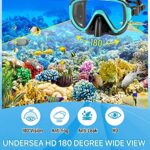 Ubekezele 2022 Snorkeling Gear for Adults Men Women,4 in 1 Snorkel Set with Panoramic View Diving Mask Anti-Fog Anti-Leak,Dry Top Snorkel,Fins and Travel Bag for Swimming,Snorkeling and Travel Diving