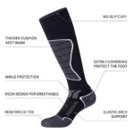 CelerSport 2 Pack Men’s Ski Socks for Skiing, Snowboarding, Cold Weather, Winter Warm Performance Socks, Black+Dark Grey, Shoe Size 9-12