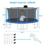 DeepRoar 1500 LBS 16FT Tranpoline with Safety Enclosure Net, Outdoor Recreational Tranpoline, Basketball Hoop, Spring Pad, Ladder, Combo Bounce Jump Tranpoline, Large-Scale Tranpoline for Kids/Adluts