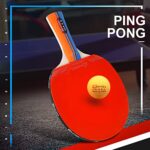 QICHUAN Whizz Table Tennis Racket Set of 2, Ping Pong Paddles and Balls for Beginner, Indoor Outdoor Play (A9)