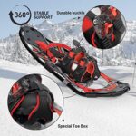 G2 21 Inches Red Light Weight Snowshoes for Women Men Youth, Set with Trekking Poles, Tote Bag, Special EVA Padded Ratchet Binding, Heel Lift, Toe Box