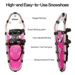 HRKING Womens Snowshoes Set ,Youth snowsheos with Trekking Poles,Carrying Tote Bag red 14″ /21″ /25″/30″