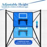 Trampoline Basketball Hoop with Enclosure, Mini 2 Basketballs and 1 Pump Comfortable Materials and Breakaway Rim for Security Dunking Trampoline Accessory for Most Ages