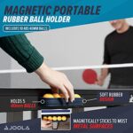 JOOLA Magnetic Table Tennis Ball Accessory Holder – Includes 10 3 Star Ping Pong Balls with 2 Rubber Holders – 40mm Balls Fit Inside Tray – Connects to Any Metal Frame Ping Pong Table, Blue (11193)