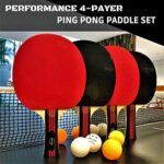 VIVVEA Ping Pong Paddle Set – 4 Premium Table Tennis Rackets Pack, 8 Professional Balls and Portable Cover Case Bag – Pro Trainning and Recreational Ping-Pong Paddles Ideal for Outdoor or Indoor Games