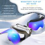 Woddtery ‘Flip-Up’ Ski Goggles, Fog-free OTG Snowboard with Magnetic, Snow Goggles for Men Women & Youth-UV400 Protection