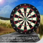 Bristle Dartboard Dart Board Set: Professional Tournament Size Steel Tip Dartboard Set High-Grade Compressed Sisal Board with Printed Number Ring, 6 Darts Set 18g, Dartboard Mounting Kits Included