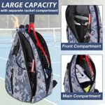 Ytonet Tennis Bag, Tennis Sling Backpack Crossbody Water Resistant for Men Women, Holds Tennis Badminton Squash Rackets, Pickleball Paddles Set, Racquets, Balls and Other Outdoors Sports Accessories