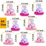 Roller Skates Honeycomb Centerpieces Retro Hip Hop Roller Skating Theme Decor Decorations for Girls Teens Skates Birthday Party Baby Shower Neon Rainbow Glow Party Roller Skating Party Supplies Gift