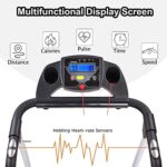 FYC Folding Treadmill for Home Portable Electric Treadmill Running Exercise Machine Compact Treadmill Foldable for Home Gym Fitness Workout Jogging Walking, White