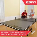 Table Tennis Table ESPN Ping Pong Net and Post Set with Paddles and Balls Mid-Size Indoor Folding Portable Compact Storage, Ideal for Limited Recreational Area