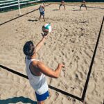 SandVoll Beach Volleyball Sand Anchors – XLarge 6×6 inch Heavy Duty Plastic Boards + Elastic Thick Cord. Fits All Beach Volleyball Boundary Lines. 4 Pack