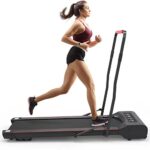 Walking Pad Treadmill Under Desk with Handlebar Foldable, 2 in 1 Under Desk Portable Walking Treadmill with Remote Control and LED Display, 2.5HP Walking Jogging Machine Walking for Home and Office