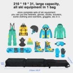 Snowboard Bag, Ski Bag with Wheel Up to 210CM 900D Heavy Duty Oxford Waterproof Fabric, Large Capacity Adjustable Length Padded Ski Bag, Fits Skiing Boards or Snowboarding Boards Foldable Easy to Store