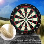 Dart Boards Set for Adults, Bristle Sisal Professional Size Dartboard Set with Staple-Free Bullseye, Round Radial Spider Wire, Number Ring-Free Dart Boards Game Includes 6 Steel Tip Darts, 17.75″