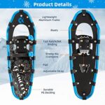 COMMOUDS Lightweight Snow Shoes for Men Women Youth Kids, Fully Adjustable Bindings, 14/21/25/30 Inches Aluminum Alloy Terrain Snowshoes with Trekking Poles and Carrying Bag (Blue)