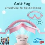 Seago Swim Goggles 2 Pack Anti-Fog Anti-UV Wide View Swimming Goggles for Kids 3-15