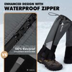 Hikenture Leg Gaiters with Waterproof Zipper, Ultra Anti-Tear Gaiters for Hiking, Waterproof Boot Gaiters for Men & Women, Adjustable Shoe Gaiters for Hunting, Breathable Snow Gaiters for Hiking Boots