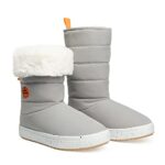 NORTIV 8 Women’s Winter Snow Boots Slip on Insulated Fur Lightweight Cold Weather Boots LIGHT/GREY Size 8 SNSB2211W