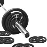 Signature Fitness Cast Iron Olympic 2-Inch Weight Plates Including 7FT Olympic Barbell, 130-Pound Set (85 Pounds Plates + 45 Pounds Barbell), Multiple Packages, Style #7